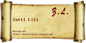 Zettl Lili névjegykártya